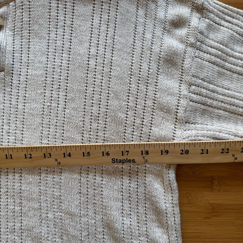 John Ashford Men's‎ Henley Sweater Chunky Cream Casual Light Fall Size M